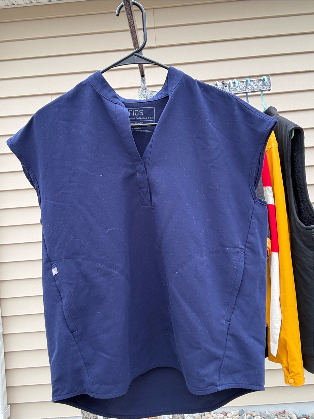 Figs Navy Blue V-Neck Women’s Top